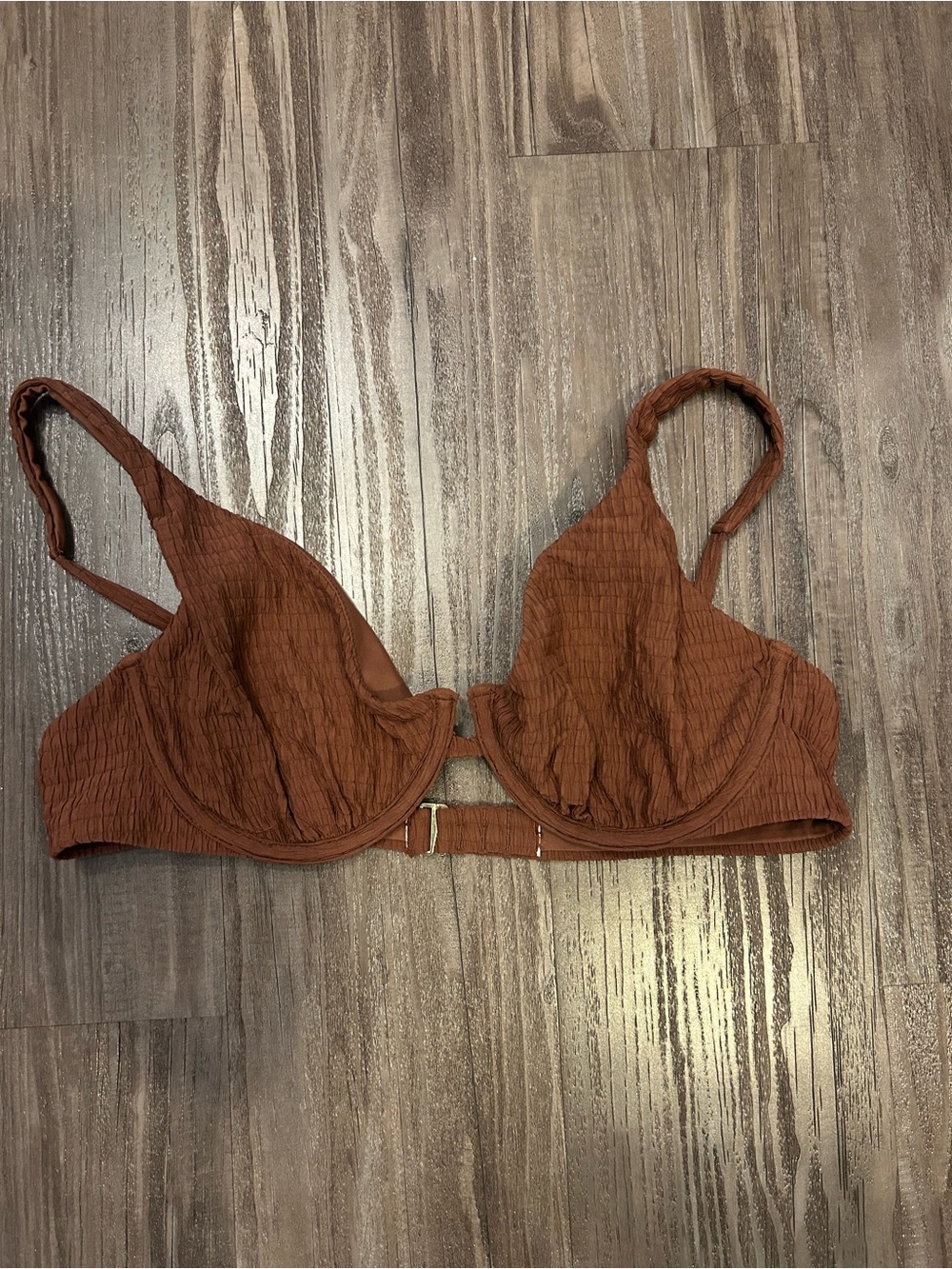 Abercrombie & Fitch Rust Brown Textured Underwire Bikini Top